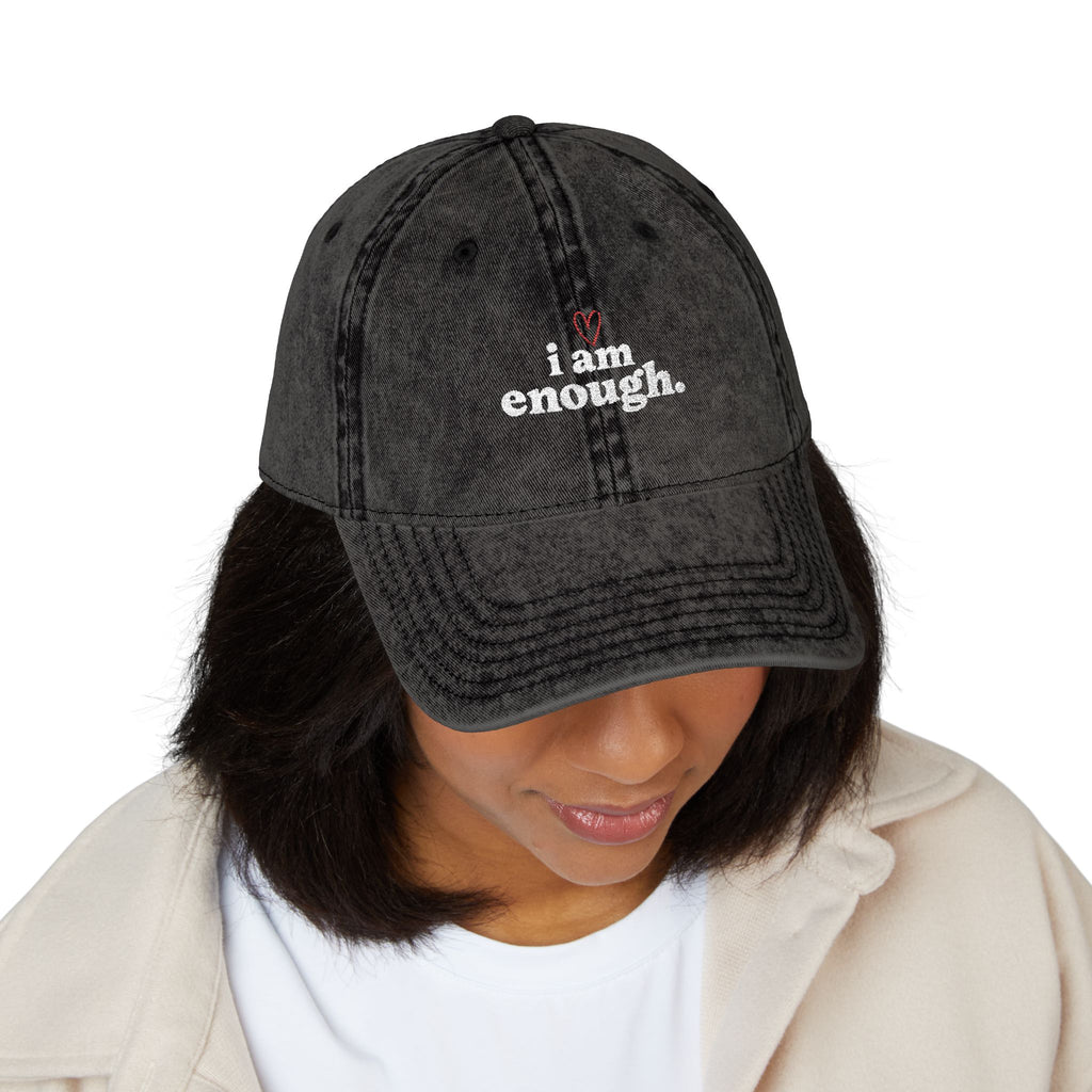 "I Am Enough." Embroidered Vintage Hat