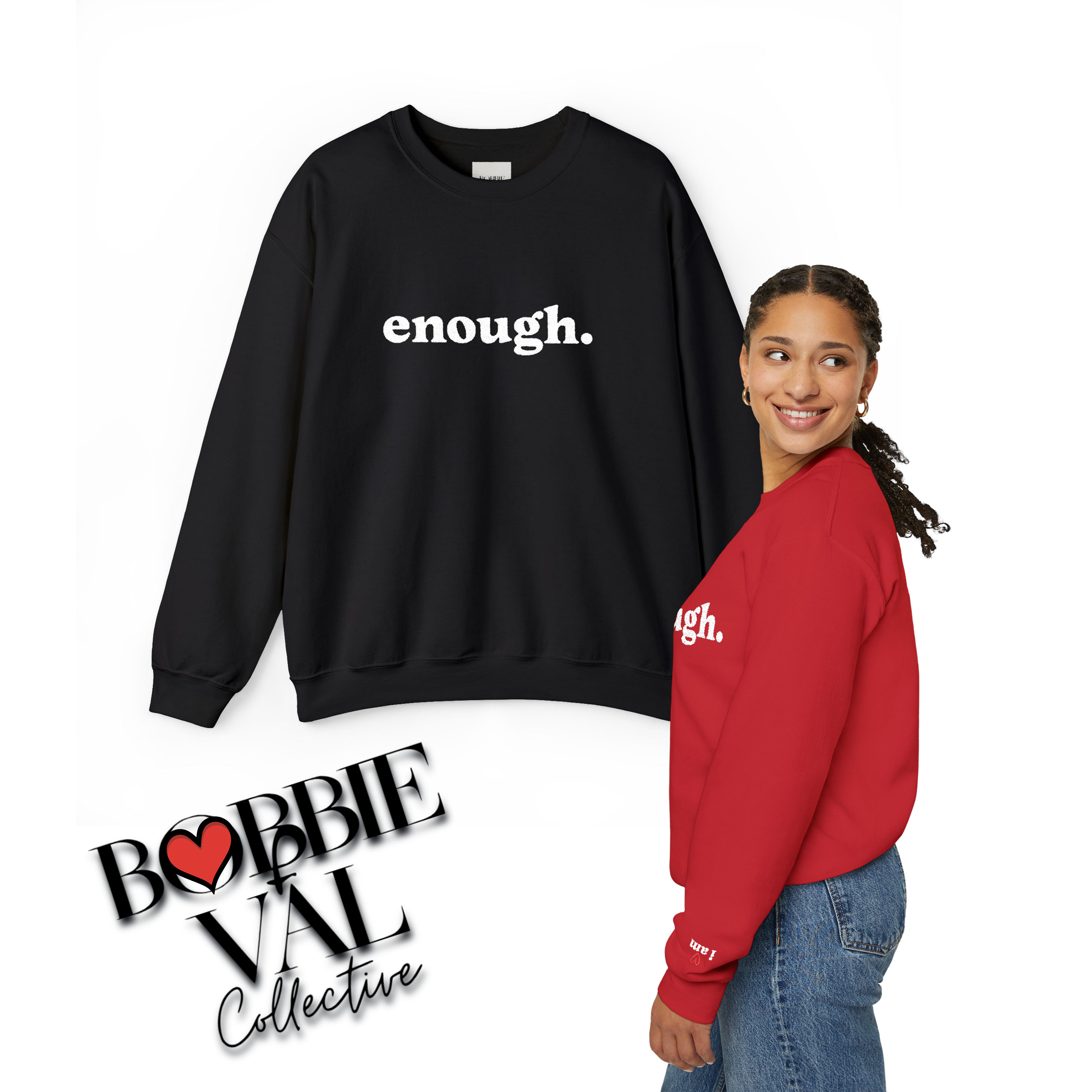 “Enough.” Embroidered Affirmation Crew Neck Sweatshirt